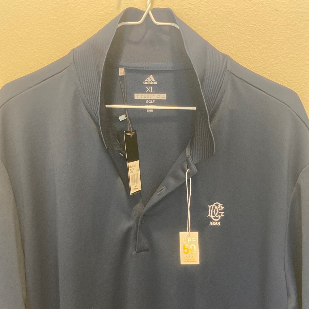 NWT Adidas X/L Short Sleeve Blue Performance Polo